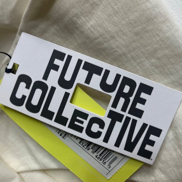 Future Collective Dress Linen Blend Cream Size 24 - Picture 13 of 13